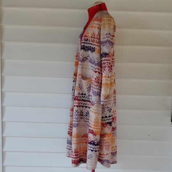 Lularoe Sarah Duster Geometric Cardigan Sz L - Picture 3 of 7
